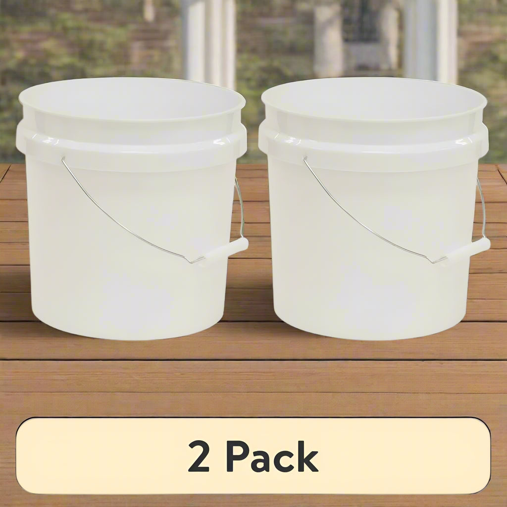 Bucket 2 Pack – Heavy Duty 2-Gallon Plastic Buckets with Ergonomic Comfort Handle, Nestable Design