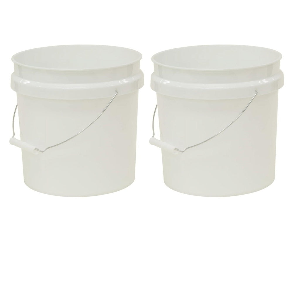 Bucket 2 Pack – Heavy Duty 2-Gallon Plastic Buckets with Ergonomic Comfort Handle, Nestable Design