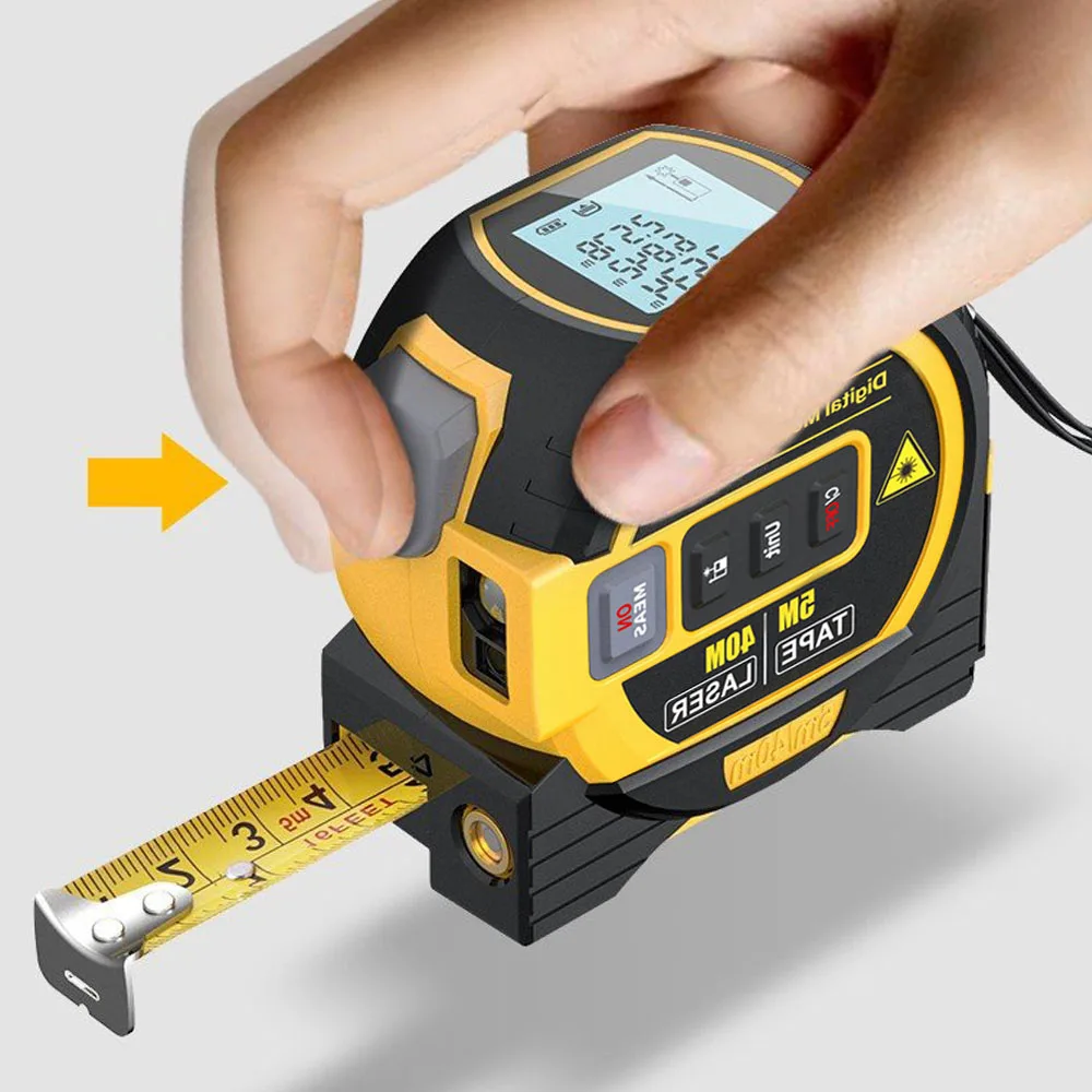 3-in-1 Laser Rangefinder with 5M Tape Measure & LCD Display – Digital Measuring Tool (40M / 60M Options)