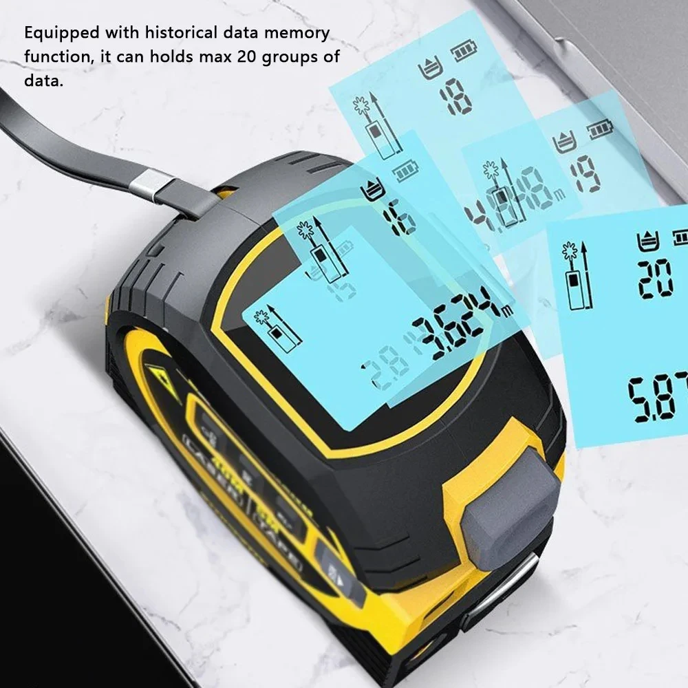 3-in-1 Laser Rangefinder with 5M Tape Measure & LCD Display – Digital Measuring Tool (40M / 60M Options)